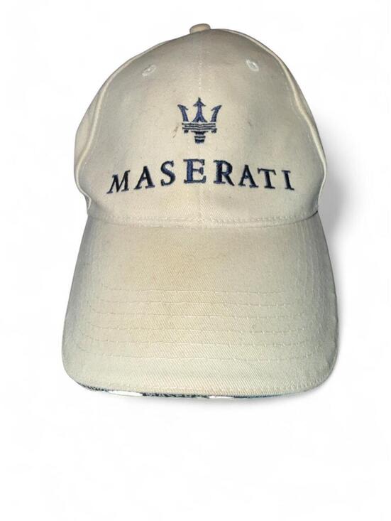 Maserati strapback baseball hat embroidered trident logo Maserati text